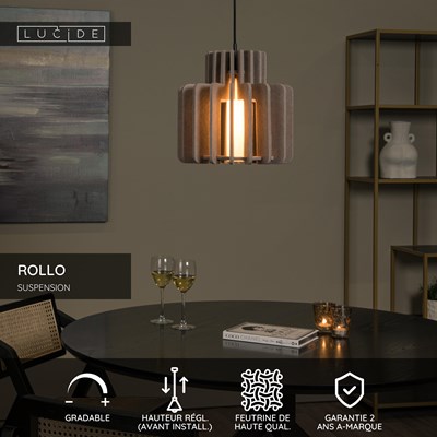 Lucide ROLLO - Suspension - 1xE27 - Taupe